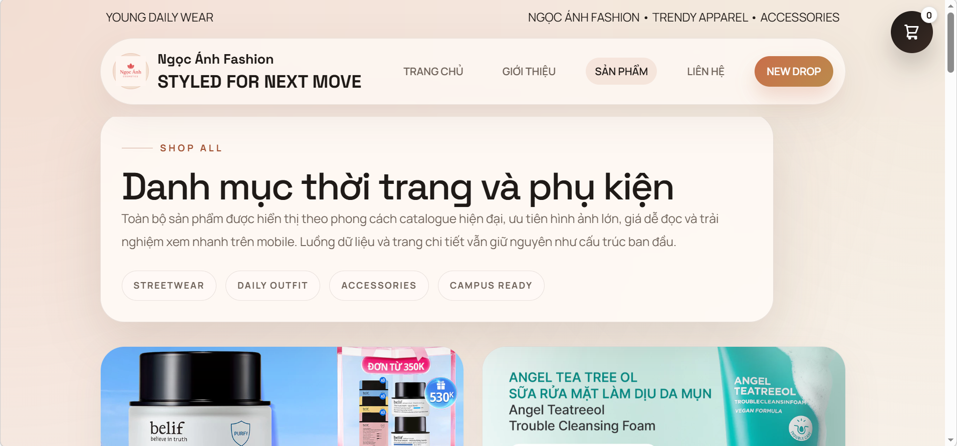 Mãu website thời trang và phụ kiện