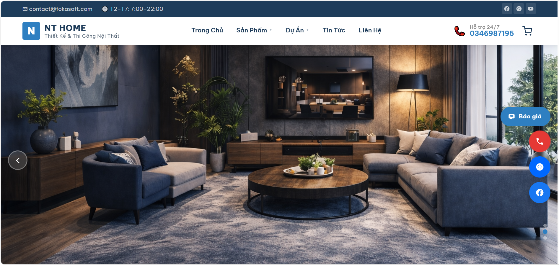 Mẫu website thiết kế nội thất